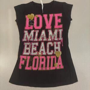 Exist Shirt Women's Medium Love Miami Beach Florida Sleeveless Black Tank Top